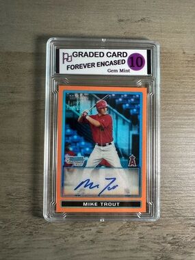 Mike Trout Autograph Rookie 2009 Bowman Chrome Gem Mint 10 Novelty Card.